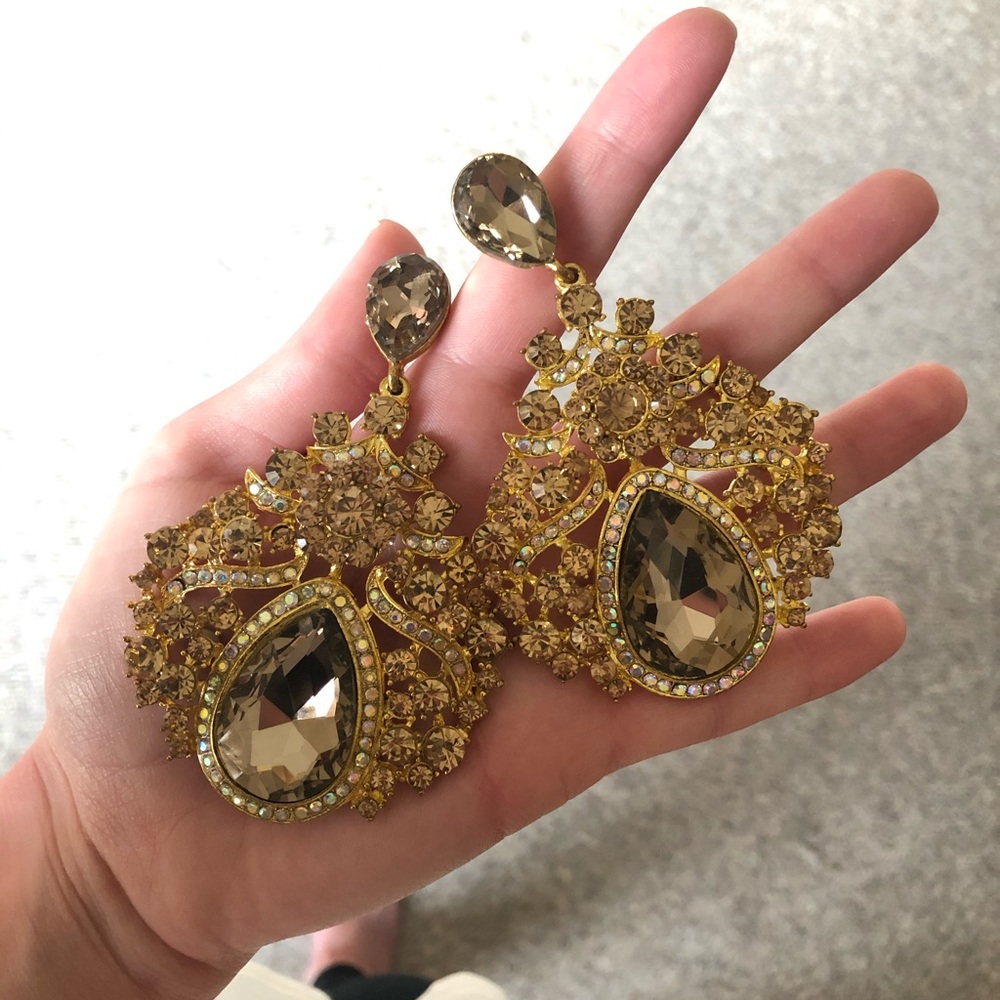 Large Gold Pageant Earrings